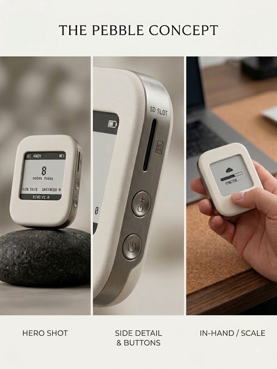 Echo pocket e-ink voice recorder device